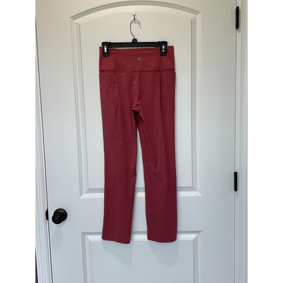 Athleta Transcend Stash Crop Straight Leg Pink Ankle Slit Pants Size Large - Picture 2 of 8